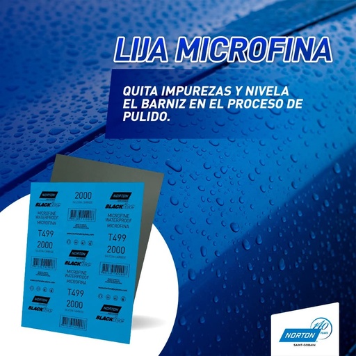 [77696093850] Pliego Lija al Agua T499 Grano 1200 9"x11" Norton