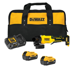 Esmeril 4-1/2"(115mm)/5''(125mm) 20V Max + 2 Bat. 5 Ah + Cargador con Sist. Hombre Muerto Dewalt
