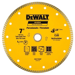 Disco Diamantado 7" Ultra Fino Turbo (180 x 1.6mm) Dewalt