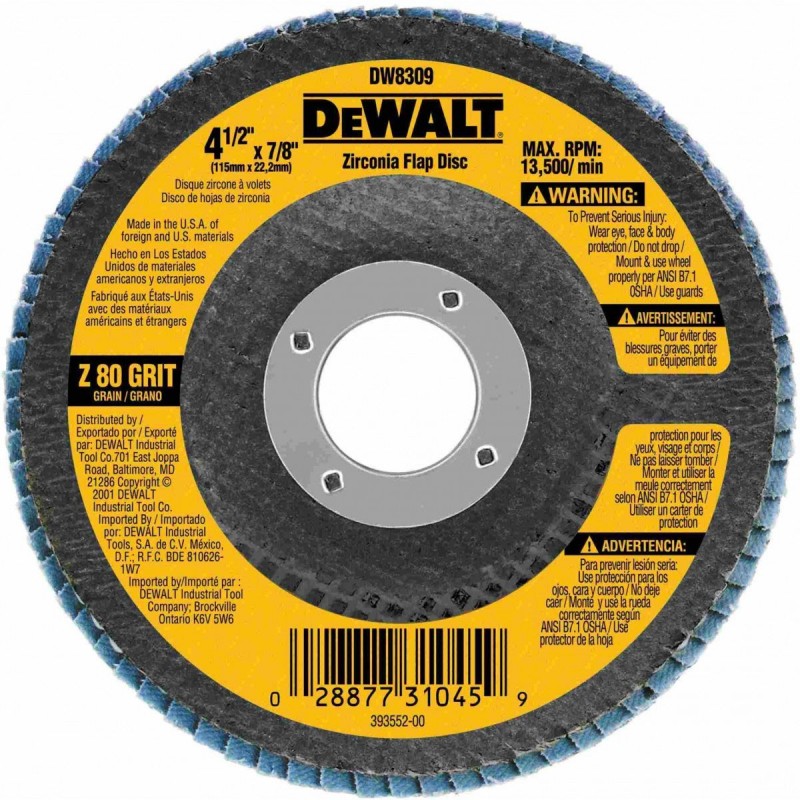 [DW8309] Disco Flap 4-1/2" x 7/8" Grano 80 Dewalt