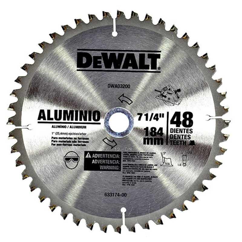 [DWA03200] Disco Sierra 7-1/4" 48 Dientes Aluminio Dewalt