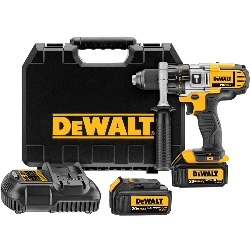 [DCD985L2-B2] Taladro Percutor 1/2" 20V + 2 Baterias 3.0 Ah + Cargador + Caja Plastica Dewalt