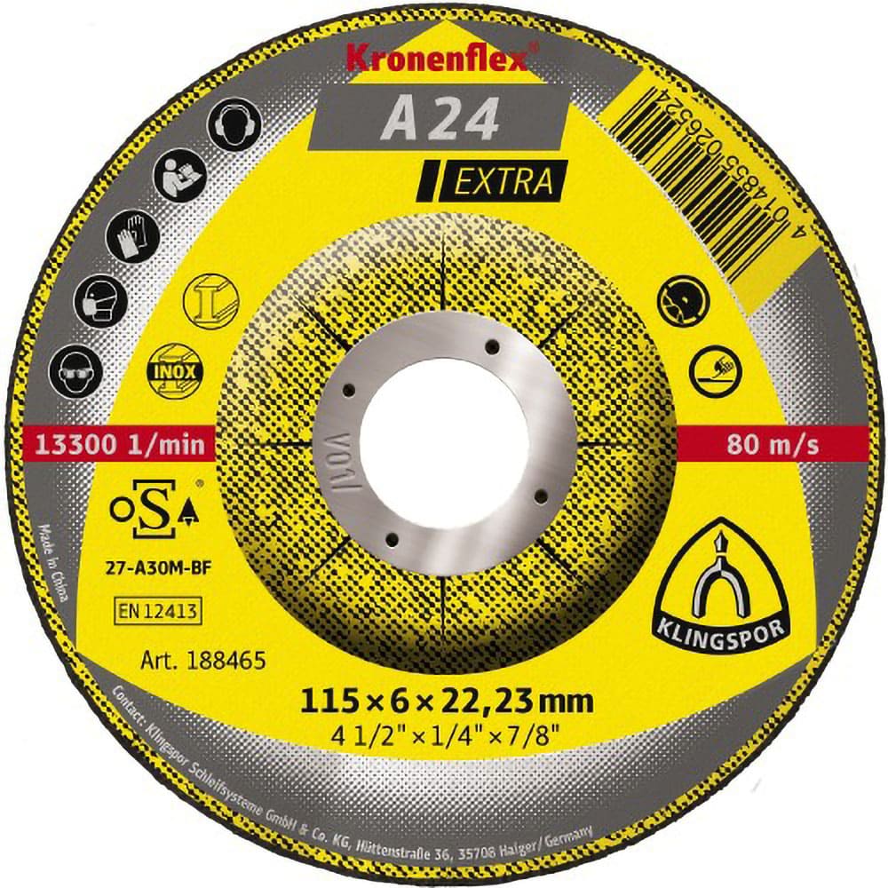 [188465] Disco Abrasivo Desbaste 4-1/2" * 6mm Ks/Extra/A24Ex/S/Gek/115X6X22,23 Klingspor (E)
