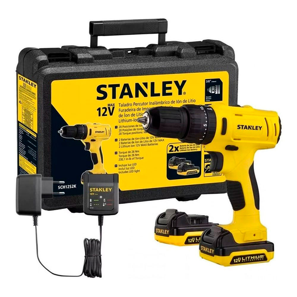 [SCH121S2K-B2_ARCHIVADO_INVENTARIO0] Stanley Taladro Inalambrico Percutor 12V Ion Litio + 2 Bat + 1Cargador