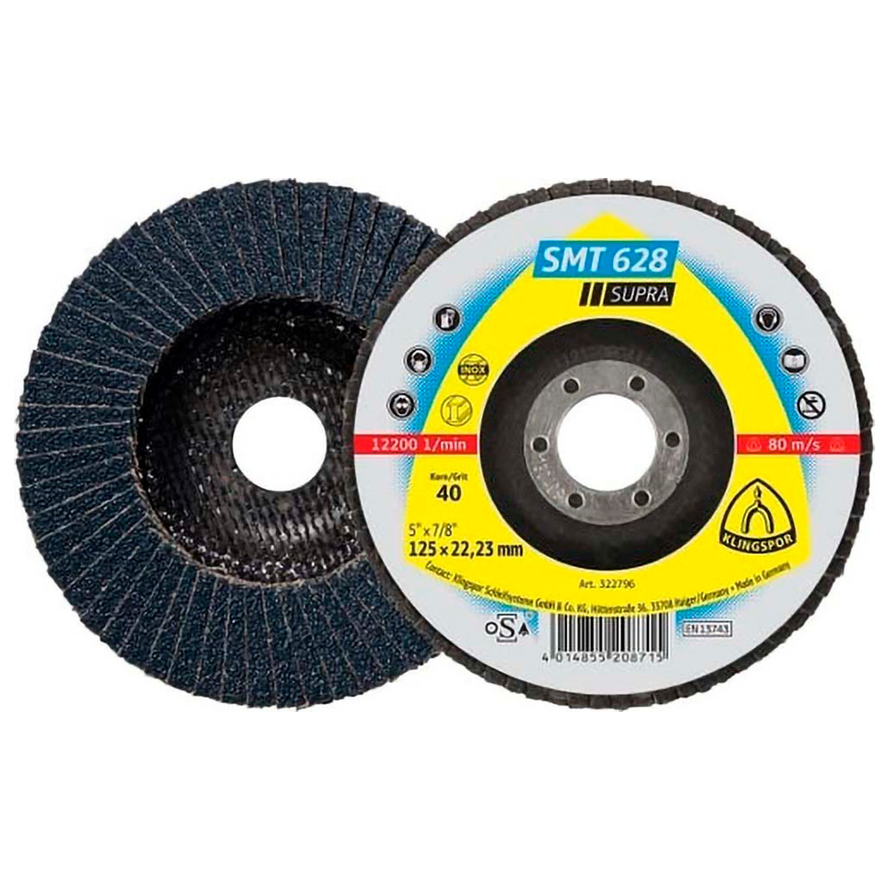 [322792] Disco Flap 4-1/2" * Grano 60 -Te/Supra/Smt628/Cs461X/60/N/Ger/115X22,2 Centro Deprimido Klingspor