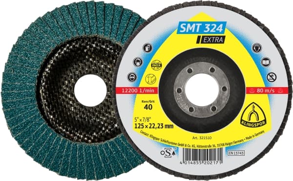 [321513] Discos Flap 4-1/2" G80 Concavo Te/Extra/Smt324/Cs455X/80/N/Gew/115X22,2 Klingspor