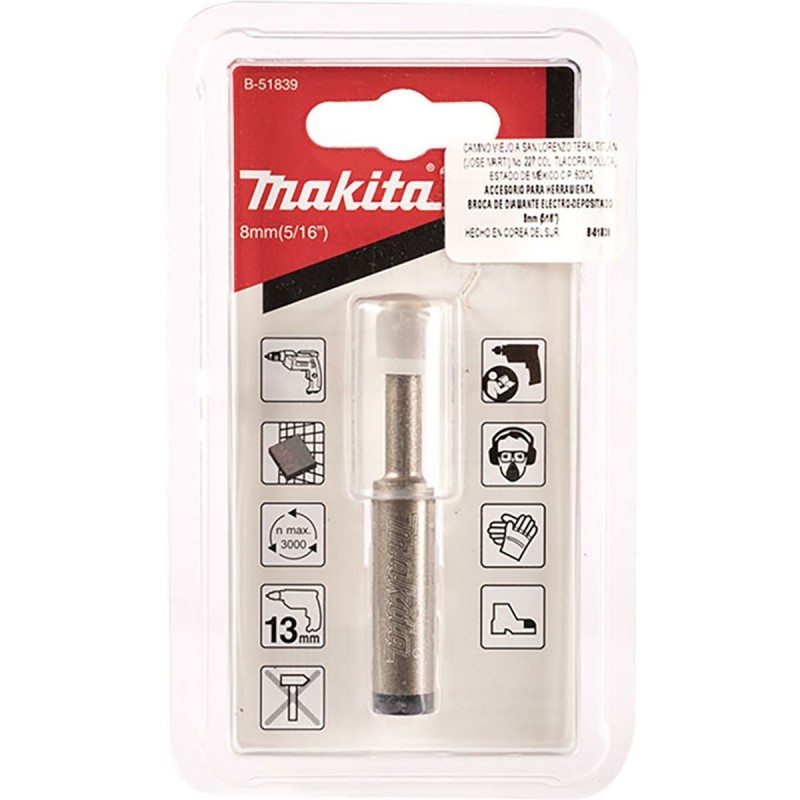 [B-51839] Broca Diamantada de 8 mm para Porcelanato Makita