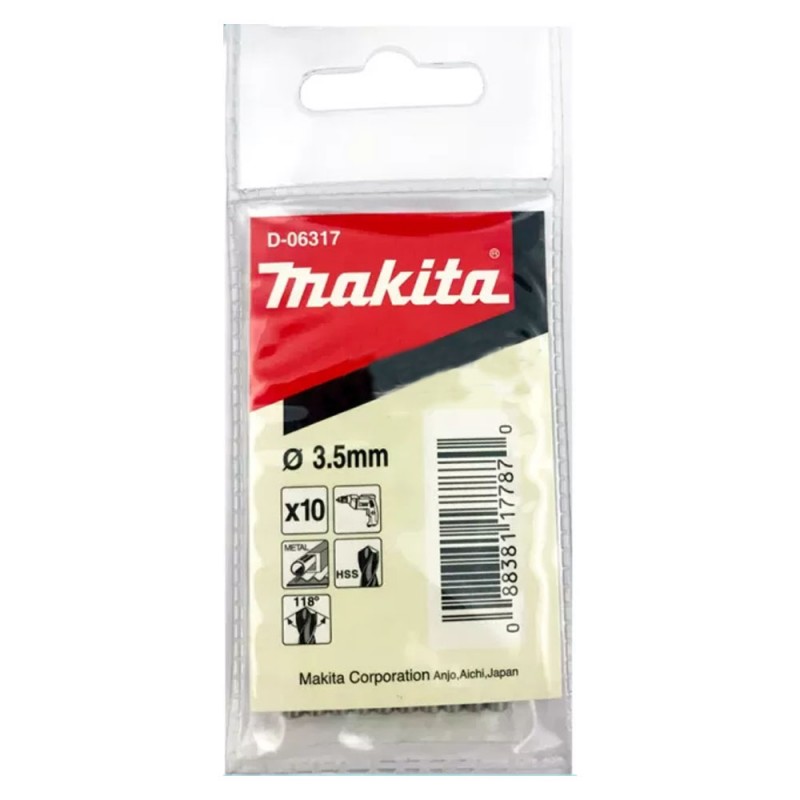 [D-06317] Broca Para Metal Hss (10 Pcs) 3.5 X 70 Mm. Makita