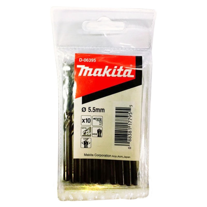 [D-06395] Broca Para Metal Hss (10 Pcs) 5.5 X 93 Mm. Makita