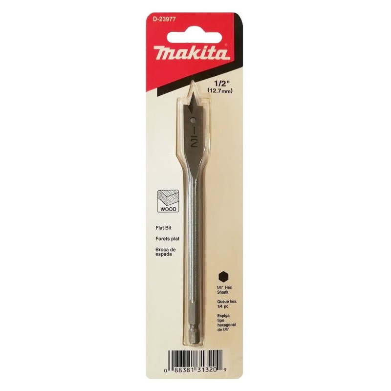 [D-23977] Broca Plano 1/2" X 6" Encastre Hexagonal 1/4" Makita