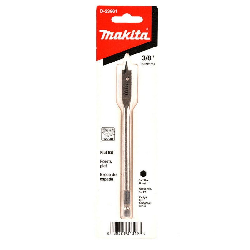 [D-23961] Broca Plano 3/8" X 6" Encastre Hexagonal 1/4" Makita