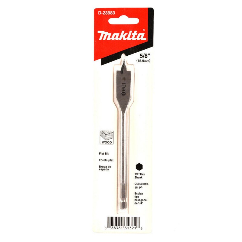 [D-23983] Broca Plano 5/8" X 6" Encastre Hexagonal 1/4" Makita