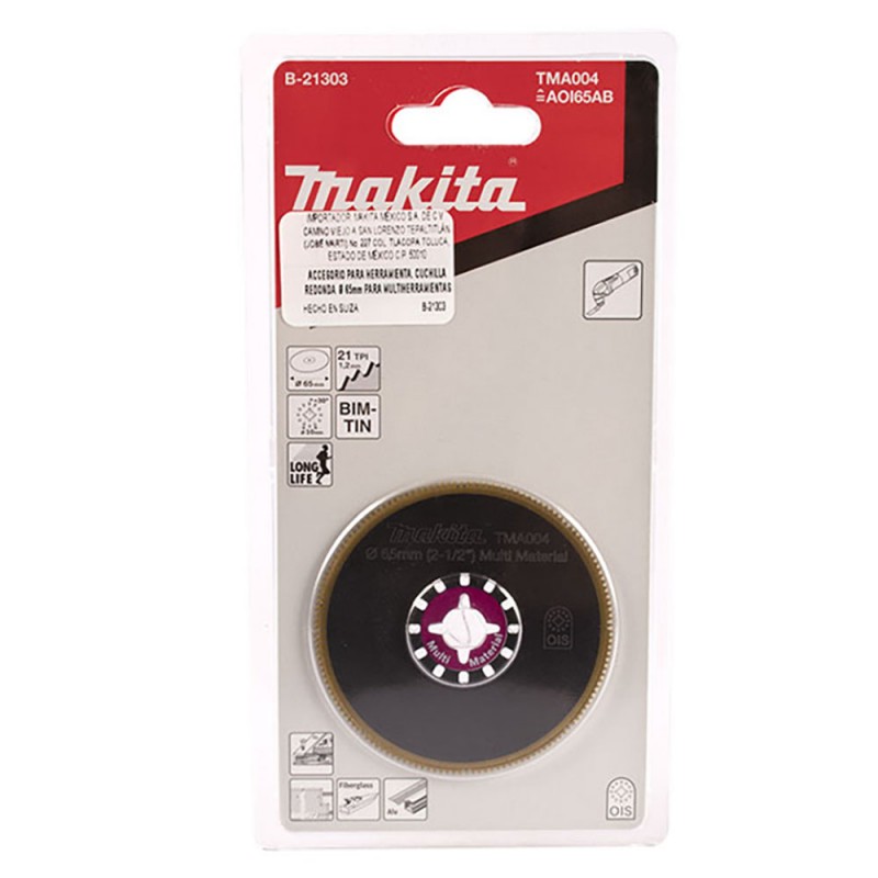 [B-21303] Cuchilla De Corte Redondeado 65Mm. (Tma004) Bim-Tin (Plano) (Multitool) Makita