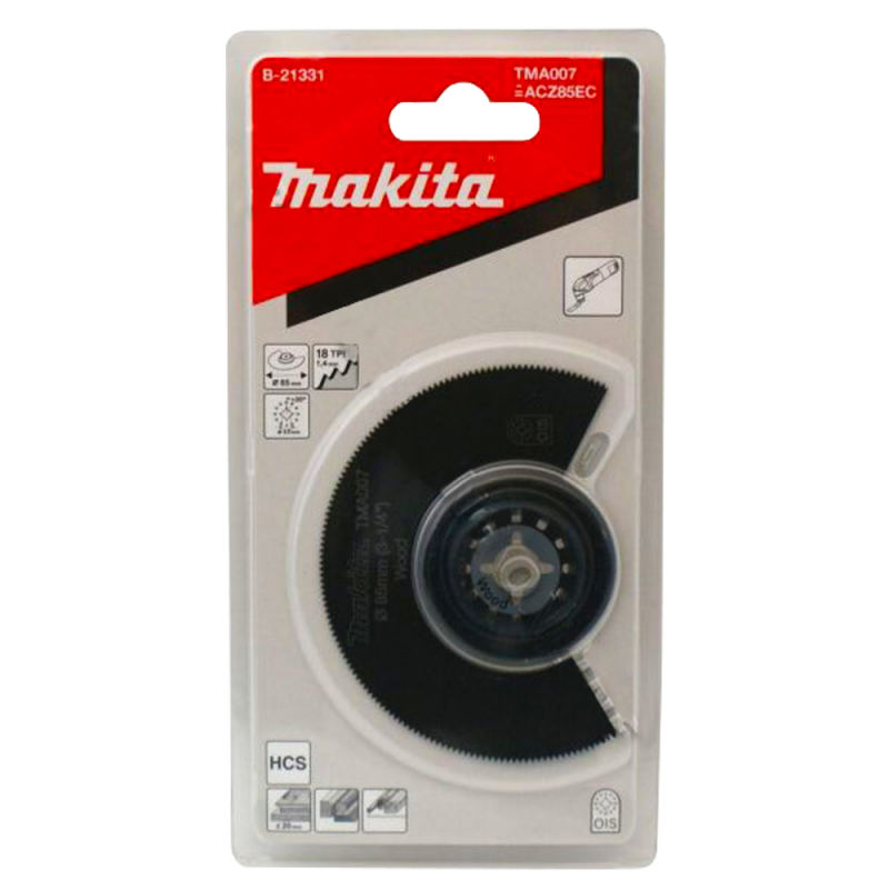 [B-21331] Cuchilla De Corte Segmentado Para Madera 85 Mm. (Tma007) Hcs (Concavo) (Multitool) Makita
