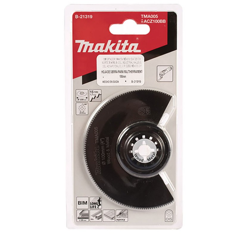 [B-21319] Cuchilla De Corte Segmentado Para Madera Y Metal 100 Mm. (Tma005) Bim (Concavo) (Multitool) Makita