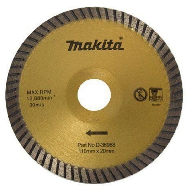 [D-36968] Disco diamantado turbo curvo 110 x 20 x 2.5mm Humedo Concavo Marmolera Makita