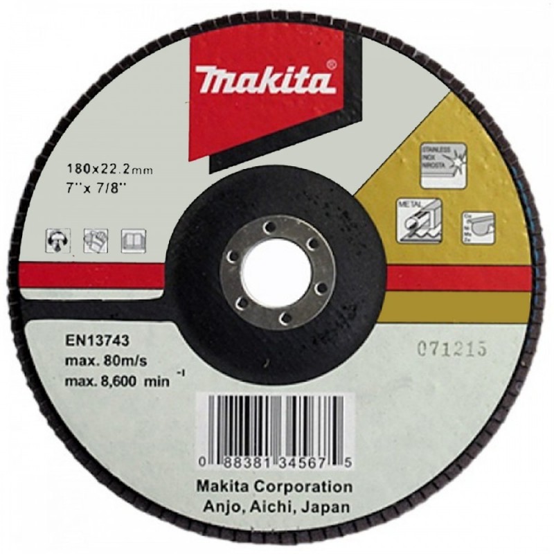 [D-27757] Disco De Lijas T/Flap 7"(180Mm.) #Z80 T/Plano P/Metal Y Inox Makita