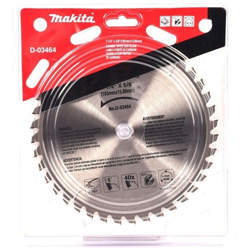 [D-03464] Disco De Sierra Para Aluminio (7-1/4" X 5/8") (185X15.88 Mm.) 40 Dientes Makita
