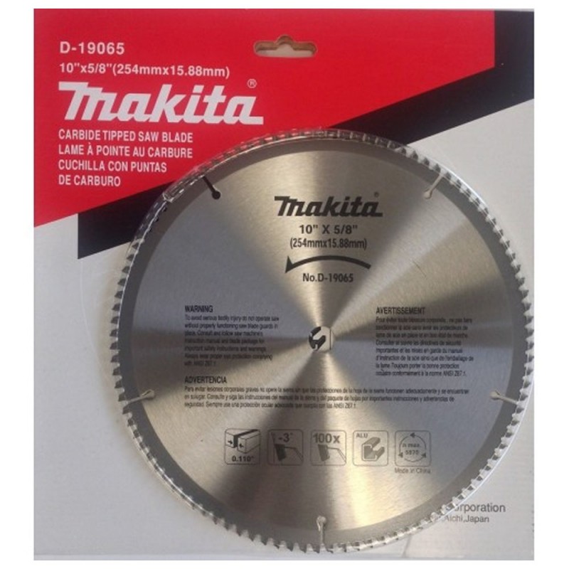 [D-19065] Disco Sierra para Alumino Tct (10" X 5/8") (254X15.88 Mm.) 100 Dientes Makita