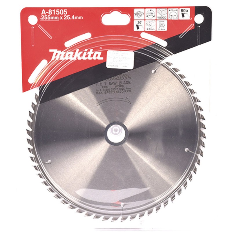 [A-81505] Disco De Sierra Para Madera Tct (255 X 25.4 Mm.) 60 Dientes Makita