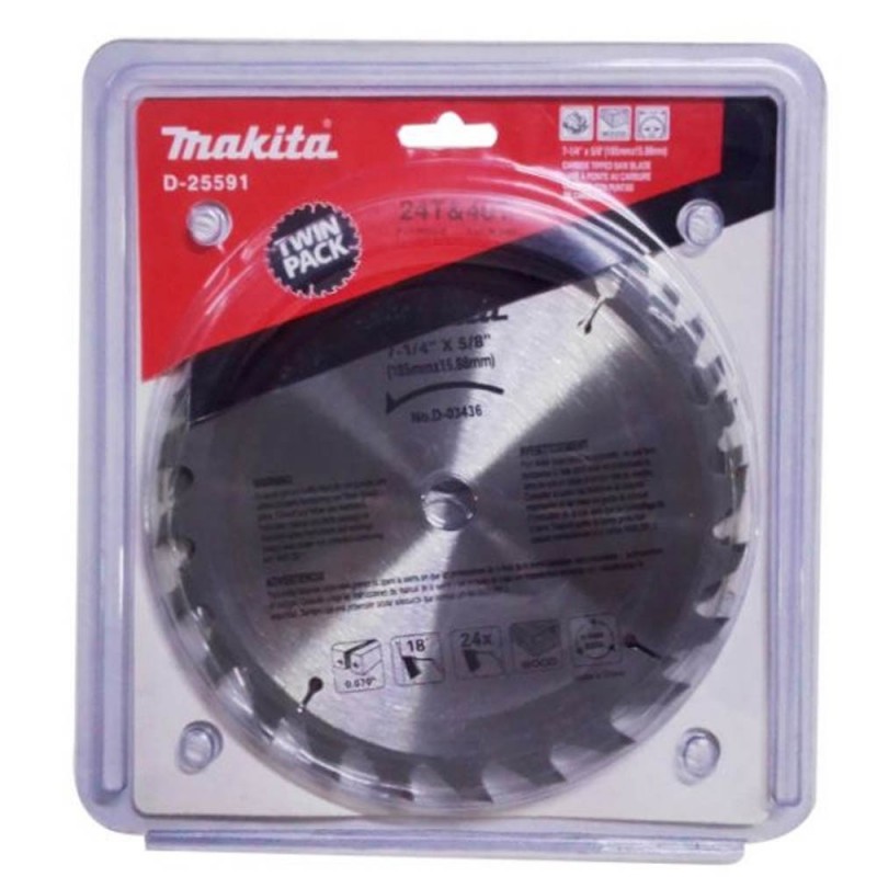 [D-25591] Disco De Sierra Para Madera Tct (7-1/4" X 5/8") 24 Dientes Y 40 Dientes Makita