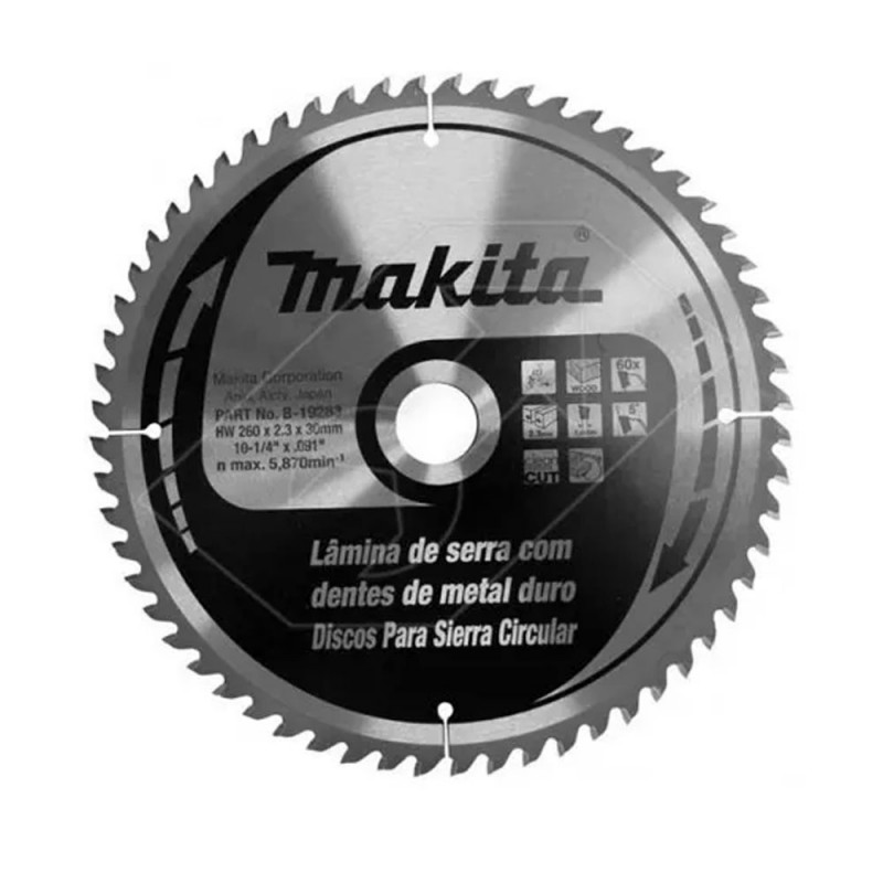 [B-19283] Disco Sierra T.C.T. (260 X 30 Mm.) 60 Dientes Makita