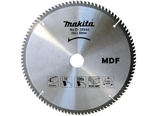 [D-38940] Makita Disco Para Mdf 255 X 30 X 60T Reductores 15.88,20