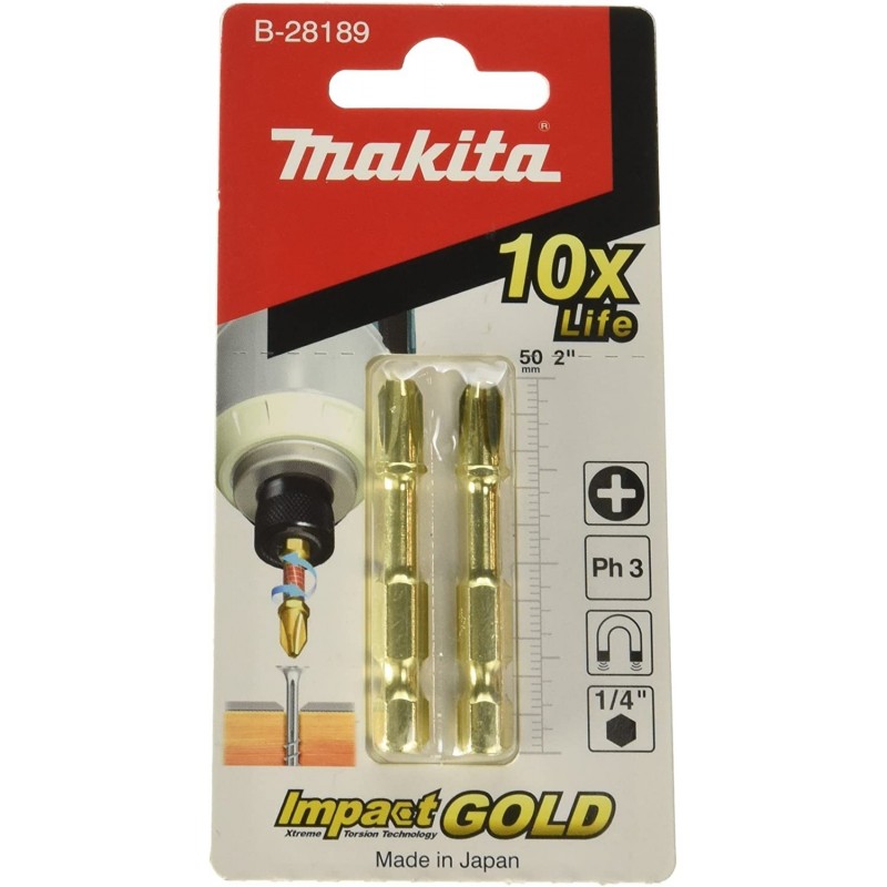 [B-28189] Puntera Magnetica (Impact Gold) Ph3 X 50 Mm. (2 Pcs) Makita