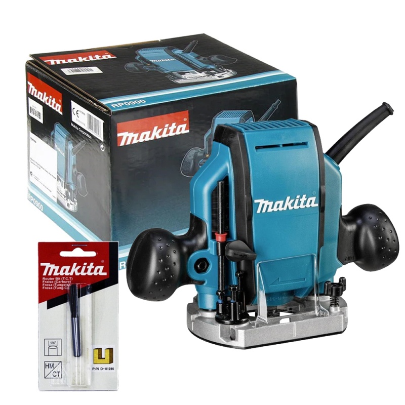 [RP0900X3] Rebajadora 1/4"-3/8" 900W. 27.000 Rpm. 2.6Kg. + Fresa Recta Makita