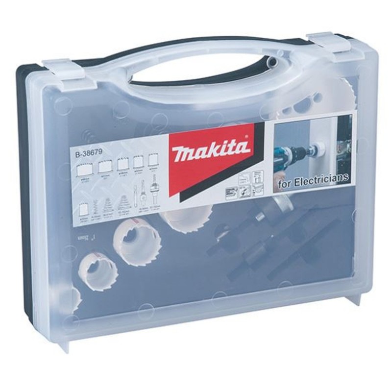 [B-38679] Set De Sierras Copa Bi MetÃ¤lica (20,25,32,38,51,64 Mm.) + 2 Adaptadores + Broca Piloto Makita