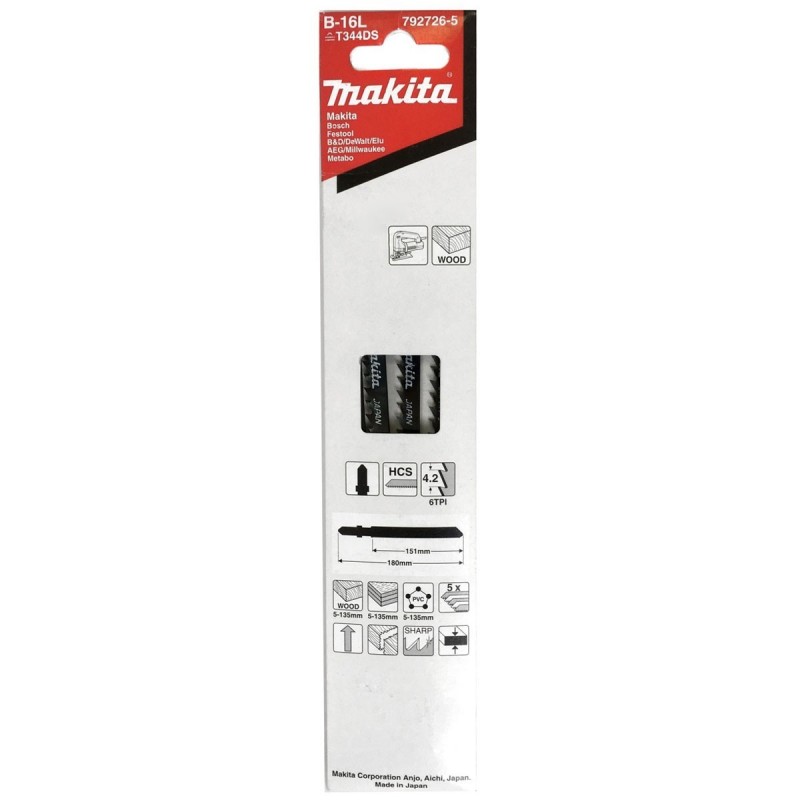 [792726-5] Sierra De Calar Para Madera (B-16L) 150 Mm. (6 Dientes) Makita