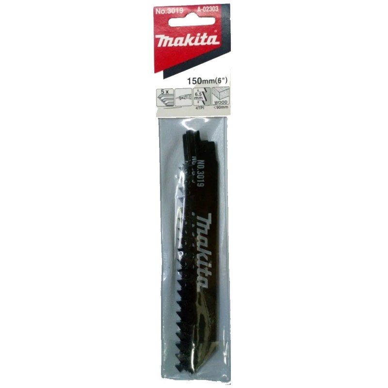 [A-02303] Sierra De Calar Para Madera Basico (Rapido) Hcs (150 Mm.) 4 Dientes X Pulg. (5 Pcs) Makita