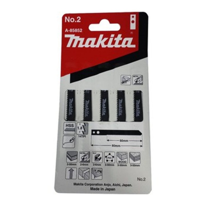 [A-85852] Sierra De Calar Para Madera Dura Hss (60 Mm.) 14 Dientes X Pulg. (5 Pcs) Makita