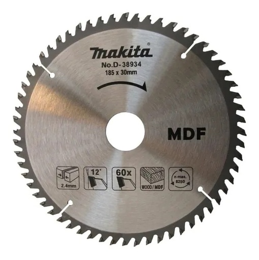 [D-38934] Makita T.C.T. Saw Blade For Mdf 185X30X60T W/Ring15.88,20