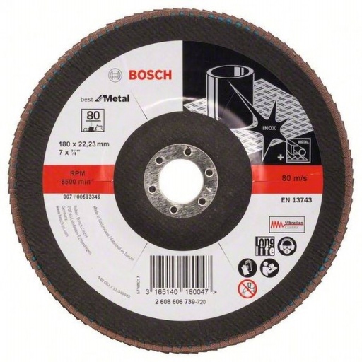 Disco Flap Best for Metal 7"Gr.80 Curvo fibra Bosch