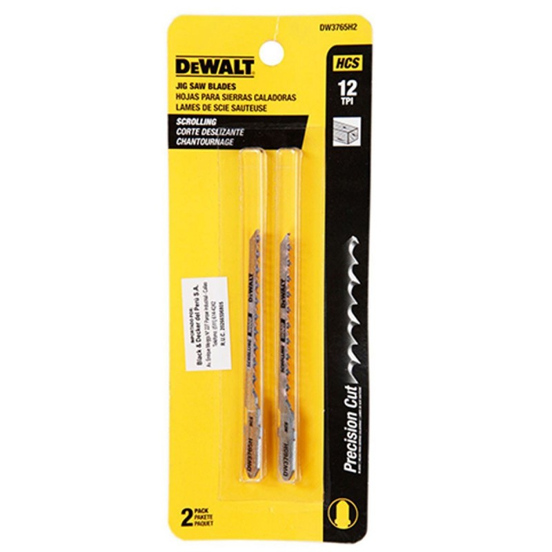 [DW3765H2] Hoja de calar 3" - 12 TPI - Hcs - 2 Unid. Corte Con Scroller Dewalt