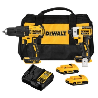 Combo Inalámbrico 20V MAX: Taladro Percutor DCD778 + Atornillador de impacto DCF887 + 2Bat 2Ah+ Cargador+ Maleta de lona Dewalt