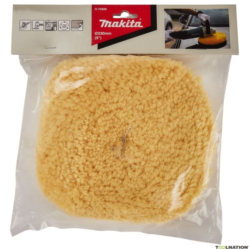 [D-70889] Bonete De Lana Doble Cara Amarillo 9" (Brillante Extra Fino) Trabaja Con D-56960 (9237C/B, Sa7000C) Makita