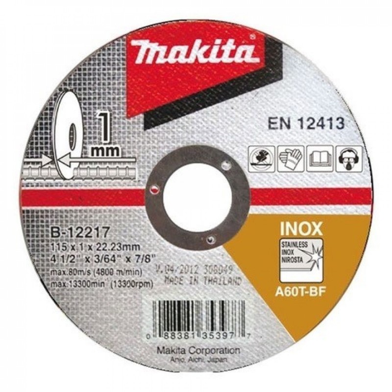 [B-12217] Disco Abrasivo Corte Inox 4-1/2" 115 x 1.0 mm (A60T) Makita