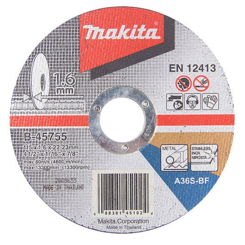 [B-45755] Disco Abrasivo Corte Inox 4.5" X 1.6Mm.(A36S-Bf) *** Makita
