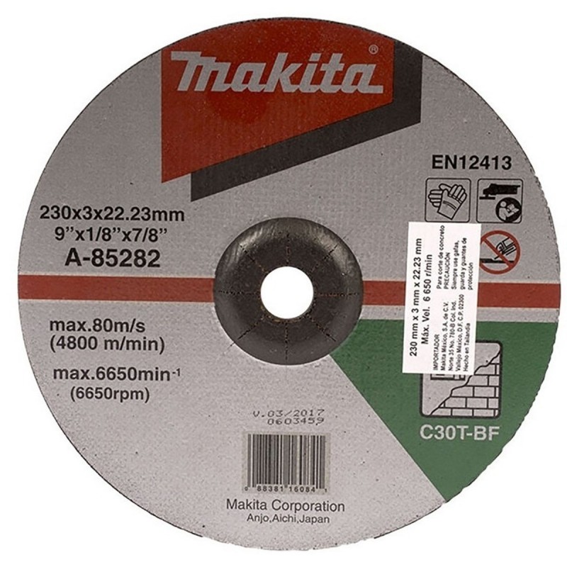 [A-85282] Disco Abra Corte Manposteria 9" X 3.0Mm.(C30T) (Concavo) *** Makita