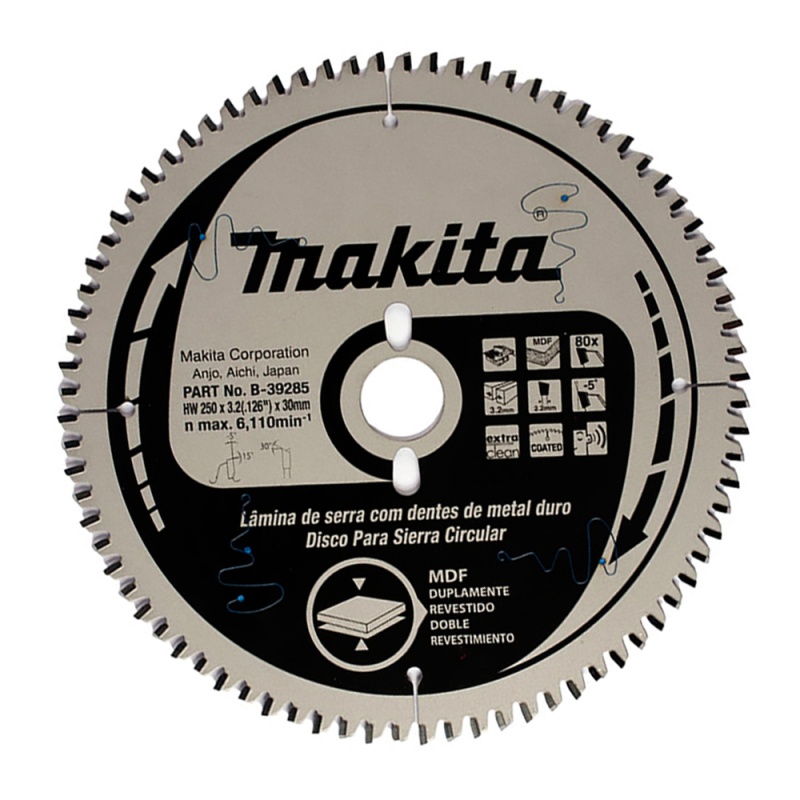 [B-39285] Disco Sierra Para Melamine 10" X 30.0 X 3.20Mm. 80 Dientes (Reductor 1"Y 5/8") Makita