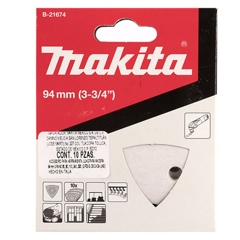 [B-21680] Lija Delta Blanco Gr. 60 X 10U. 6 Orificios.Madera Pintada. Makita