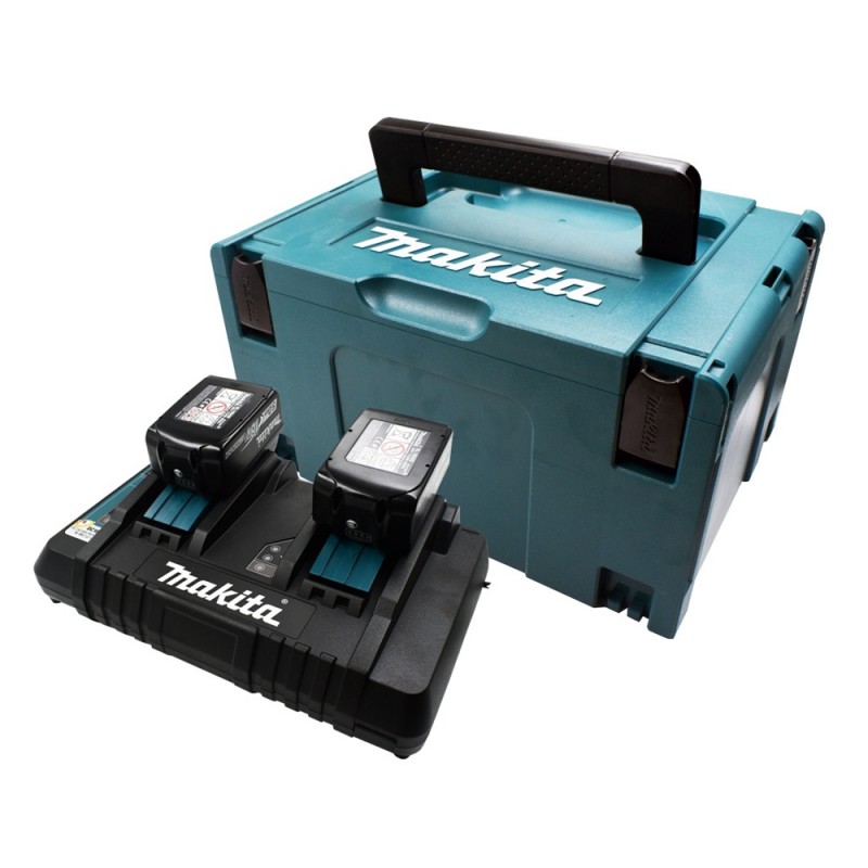 [197629-2] Makpac 2 baterias 5.0 Ah 18 V LXT (BL1850B)+cargador doble rapido Makita