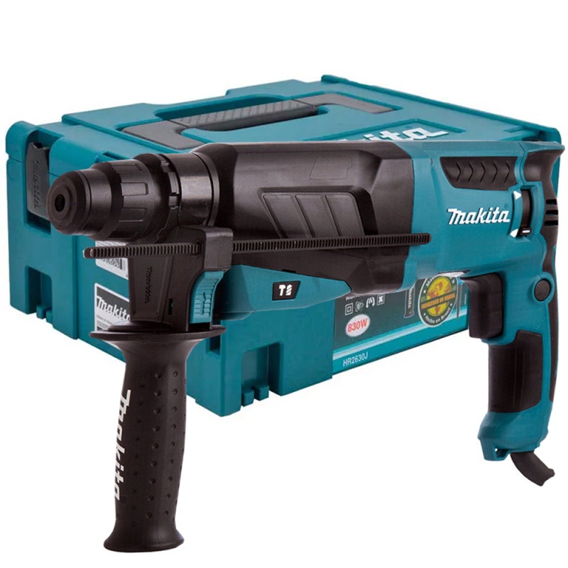 [HR2630J] Martillo perforador SDS-Plus 800w / 2.4 J. / 26mm / 3 Func / 2.8Kg + Makpac Makita