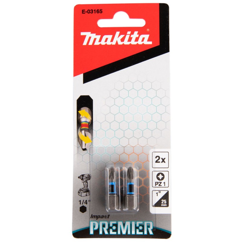 [E-03165] Punta Pozidriv Pz1 X 25Mm.2U.Impact Premier Makita