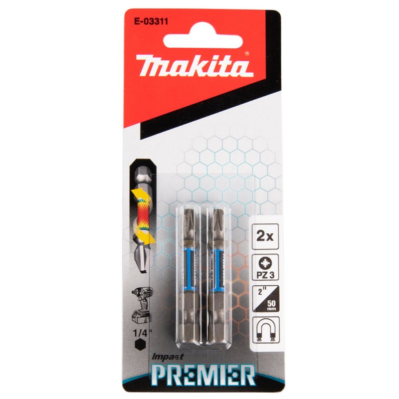 [E-03311] Punta Pozidriv Pz3 X 50Mm.2U.Impact Premier Makita