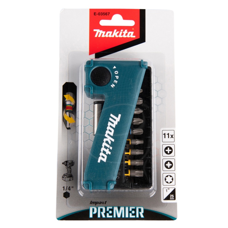 [E-03567] Set Puntas 11U.[Ph1-2-3][Pz1-2-3-][T15-20-25-31]X 25Mm.Impact Premier Makita