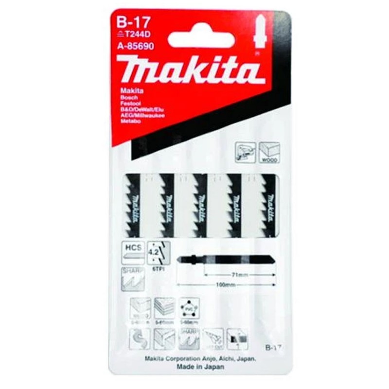 [A-86583] Hoja Sierra Calar Madera/Plastico N-59 (T101B) 3" x 5 Pcs. Corte Recto 4-65 mm. Makita