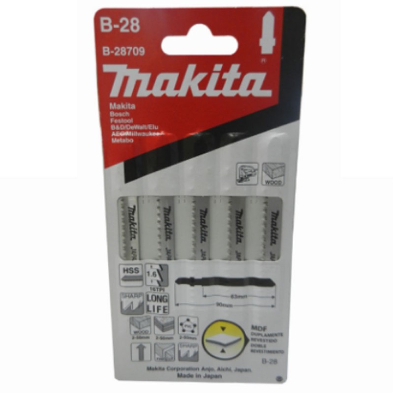 [B-28709] Hoja Sierra Calar Mdf/Mad/Plast (B-28) 63 mm x 5 Pcs. Corte Recto 2-50 mm Makita